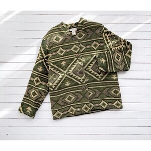 vtg Cedar Canyon green beige southwestern woven tapestry jacket coat